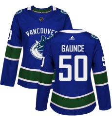 Women's Adidas Vancouver Canucks #50 Brendan Gaunce Premier Blue Home NHL Jersey