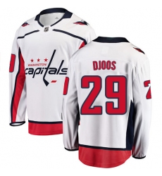 Men's Washington Capitals #29 Christian Djoos Fanatics Branded White Away Breakaway NHL Jersey