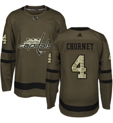 Men's Adidas Washington Capitals #4 Taylor Chorney Premier Green Salute to Service NHL Jersey