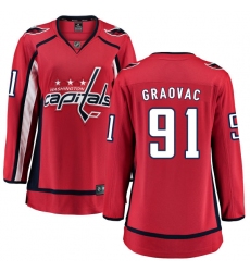 Women's Washington Capitals #91 Tyler Graovac Fanatics Branded Red Home Breakaway NHL Jersey