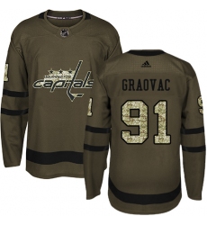 Youth Adidas Washington Capitals #91 Tyler Graovac Premier Green Salute to Service NHL Jersey