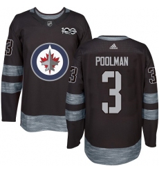 Men's Adidas Winnipeg Jets #3 Tucker Poolman Authentic Black 1917-2017 100th Anniversary NHL Jersey