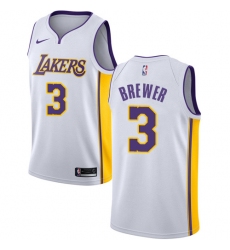 Men's Nike Los Angeles Lakers #3 Corey Brewer Authentic White NBA Jersey - Association Edition