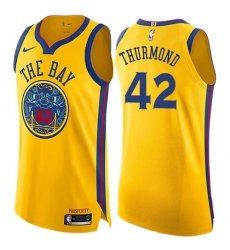 Women's Nike Golden State Warriors #42 Nate Thurmond Swingman Gold NBA Jersey - City Edition