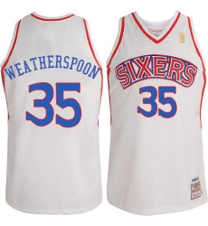 Men's Adidas Philadelphia 76ers #35 Clarence Weatherspoon Swingman White Throwack NBA Jersey