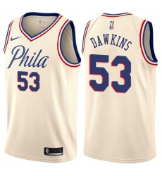 Men's Nike Philadelphia 76ers #53 Darryl Dawkins Swingman Cream NBA Jersey - City Edition