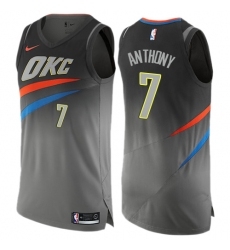 Men's Nike Oklahoma City Thunder #7 Carmelo Anthony Authentic Gray NBA Jersey - City Edition