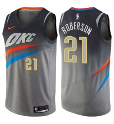 Men's Nike Oklahoma City Thunder #21 Andre Roberson Swingman Gray NBA Jersey - City Edition