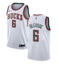 Men's Nike Milwaukee Bucks #6 Eric Bledsoe Authentic White Fashion Hardwood Classics NBA Jersey