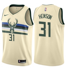 Men's Nike Milwaukee Bucks #31 John Henson Authentic Cream NBA Jersey - City Edition