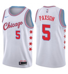 Men's Nike Chicago Bulls #5 John Paxson Authentic White NBA Jersey - City Edition