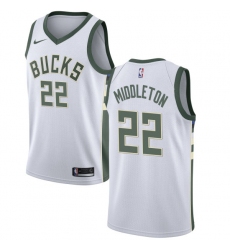 Youth Nike Milwaukee Bucks #22 Khris Middleton Swingman White Home NBA Jersey - Association Edition