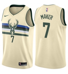 Men's Nike Milwaukee Bucks #7 Thon Maker Authentic Cream NBA Jersey - City Edition