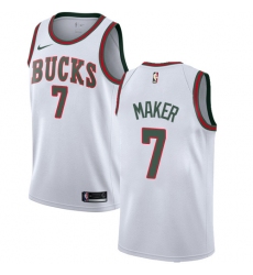 Men's Nike Milwaukee Bucks #7 Thon Maker Authentic White Fashion Hardwood Classics NBA Jersey