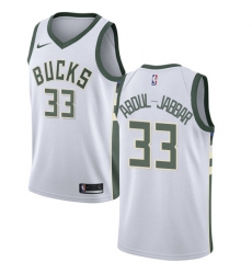 Women's Nike Milwaukee Bucks #33 Kareem Abdul-Jabbar Authentic White Home NBA Jersey - Association Edition