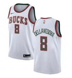 Men's Nike Milwaukee Bucks #8 Matthew Dellavedova Authentic White Fashion Hardwood Classics NBA Jersey