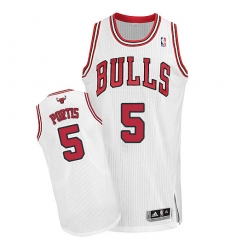 Men's Adidas Chicago Bulls #5 Bobby Portis Authentic White Home NBA Jersey