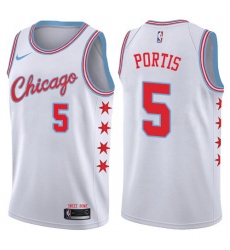 Men's Nike Chicago Bulls #5 Bobby Portis Authentic White NBA Jersey - City Edition