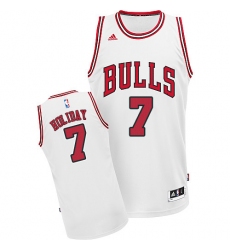 Men's Adidas Chicago Bulls #7 Justin Holiday Swingman White Home NBA Jersey