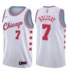 Men's Nike Chicago Bulls #7 Justin Holiday Authentic White NBA Jersey - City Edition