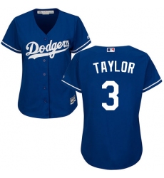 Women's Majestic Los Angeles Dodgers #3 Chris Taylor Authentic Royal Blue Alternate Cool Base MLB Jersey