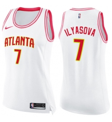 Women's Nike Atlanta Hawks #7 Ersan Ilyasova Swingman White/Pink Fashion NBA Jersey