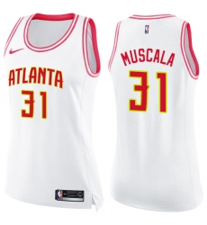 Women's Nike Atlanta Hawks #31 Mike Muscala Swingman White/Pink Fashion NBA Jersey