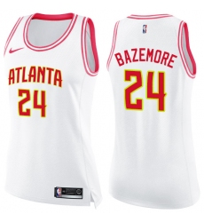 Women's Nike Atlanta Hawks #24 Kent Bazemore Swingman White/Pink Fashion NBA Jersey