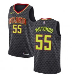 Men's Nike Atlanta Hawks #55 Dikembe Mutombo Authentic Black Road NBA Jersey - Icon Edition