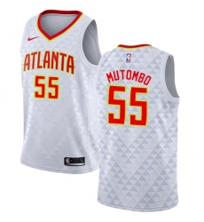 Men's Nike Atlanta Hawks #55 Dikembe Mutombo Authentic White NBA Jersey - Association Edition