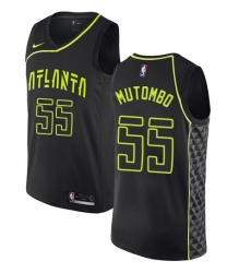 Men's Nike Atlanta Hawks #55 Dikembe Mutombo Swingman Black NBA Jersey - City Edition