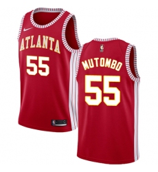 Men's Nike Atlanta Hawks #55 Dikembe Mutombo Swingman Red NBA Jersey Statement Edition