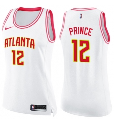 Women's Nike Atlanta Hawks #12 Taurean Prince Swingman White/Pink Fashion NBA Jersey