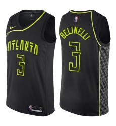 Men's Nike Atlanta Hawks #3 Marco Belinelli Authentic Black NBA Jersey - City Edition