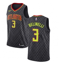 Men's Nike Atlanta Hawks #3 Marco Belinelli Authentic Black Road NBA Jersey - Icon Edition