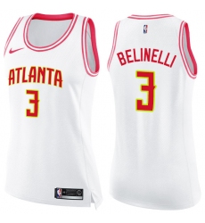 Women's Nike Atlanta Hawks #3 Marco Belinelli Swingman White/Pink Fashion NBA Jersey