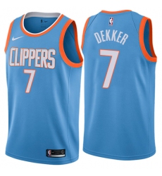 Men's Nike Los Angeles Clippers #7 Sam Dekker Authentic Blue NBA Jersey - City Edition