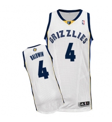 Men's Adidas Memphis Grizzlies #4 Wade Baldwin Authentic White Home NBA Jersey