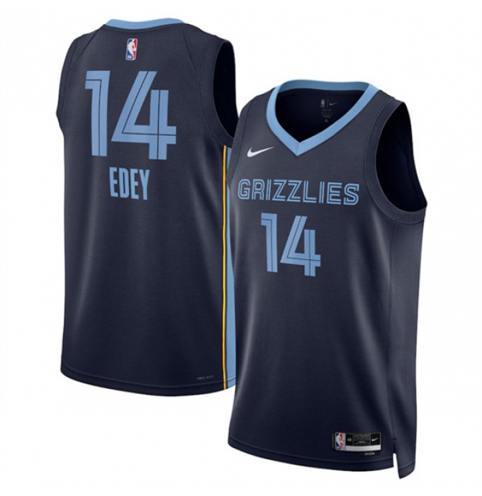 Men's Memphis Grizzlies #14 Zach Edey Navy Icon Edition Stitched Jersey