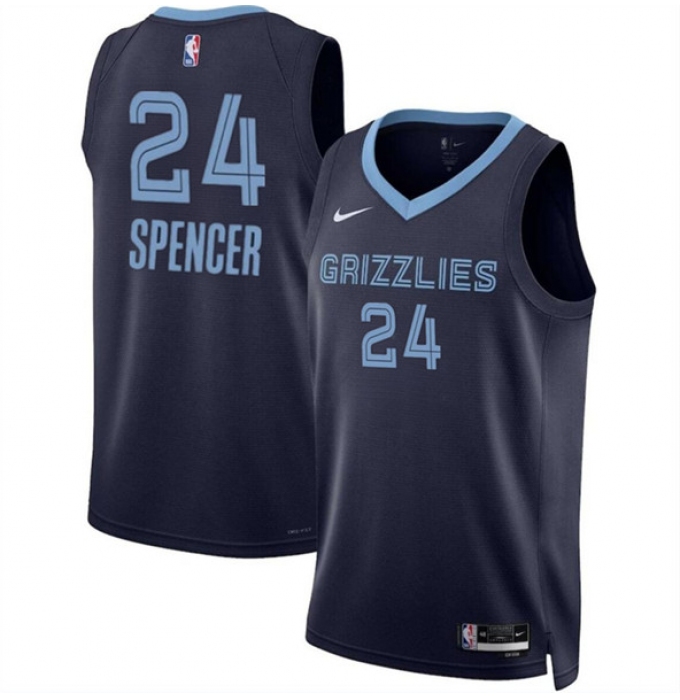 Men's Memphis Grizzlies #24 Cam Spencer Navy 2024 Draft Icon Edition Stitched Jersey