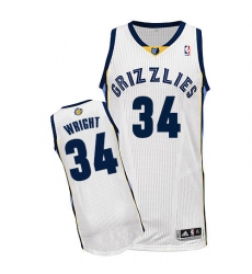 Men's Adidas Memphis Grizzlies #34 Brandan Wright Authentic White Home NBA Jersey