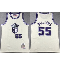 Men's Sacramento Kings #55 Jason Williams White Throwback Stitched Jersey