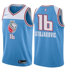 Men's Nike Sacramento Kings #16 Peja Stojakovic Authentic Blue NBA Jersey - City Edition