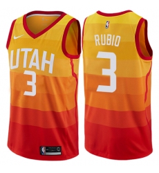 Men's Nike Utah Jazz #3 Ricky Rubio Authentic Orange NBA Jersey - City Edition