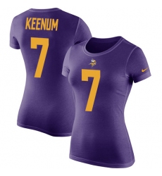 Women's Nike Minnesota Vikings #7 Case Keenum Purple Rush Pride Name & Number T-Shirt