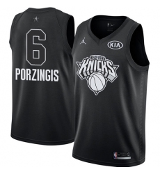 Men's Nike Jordan New York Knicks #6 Kristaps Porzingis Swingman Black 2018 All-Star Game NBA Jersey