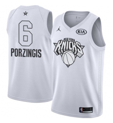 Men's Nike Jordan New York Knicks #6 Kristaps Porzingis Swingman White 2018 All-Star Game NBA Jersey