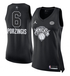 Women's Nike Jordan New York Knicks #6 Kristaps Porzingis Swingman Black 2018 All-Star Game NBA Jersey