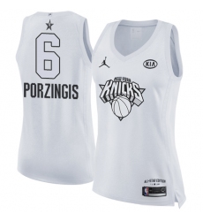 Women's Nike Jordan New York Knicks #6 Kristaps Porzingis Swingman White 2018 All-Star Game NBA Jersey