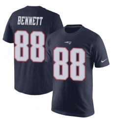 Nike New England Patriots #88 Martellus Bennett Navy Blue Rush Pride Name & Number T-Shirt